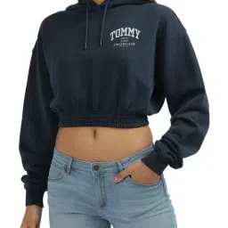 Tommy Hilfiger Blue Logo Regular Fit Hoodie-image-24
