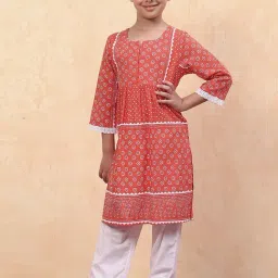 Biba Girls Orange Cotton Printed Suit Sets-image-42