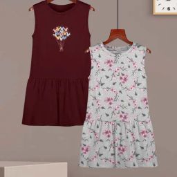 HELLCAT Girls Burgundy & Light Grey Floral Dresses-image-86