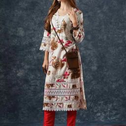 Fashor Off White Printed Straight Kurta-image-36