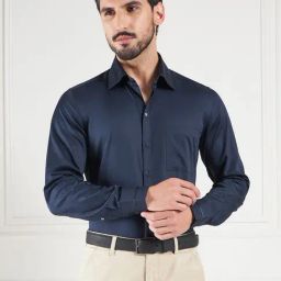 Louis Stitch Navy Blue Cotton Regular Fit Shirt-picture-27