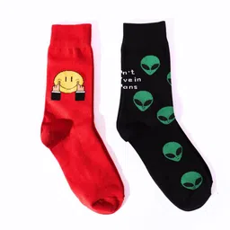 Thela Gaadi Unisex Pack Of 2 Patterned Calf Length Socks-49