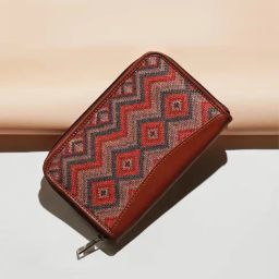 ZOUK Red Printed Zip around Wallet for Women-0