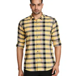 ColorPlus Medium Yellow & Black Checks Shirt-picture-27