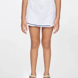 Global Desi Girl White Mid Rise Shorts-image-14