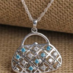 Clara 92.5 Sterling Silver Handbag Pendant with Chain for Women-image-21