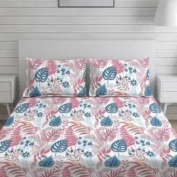 Layers Duracount Nature Pink 225 TC Cotton King Bed Sheet with 2 Pillow Covers-image-102