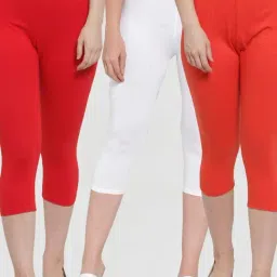 Gracit Red & Orange Mid Rise Capris - Pack Of 3-picture-13