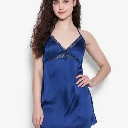 Clovia Blue Self Pattern Babydoll-image-32