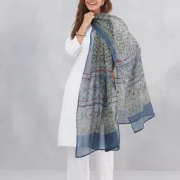 Fabindia Indigo Printed Dupatta-picture-34