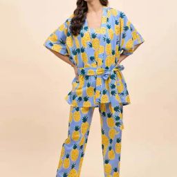 Mabish By Sonal Jain Multicolored Cotton Printed Kaftan Pant Set-picture-4