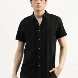 United Colors Of Benetton Black Regular Fit Texture Shirt-image-91
