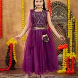 Aarika Girls Purple Embroidered Lehenga Choli Set-image-79