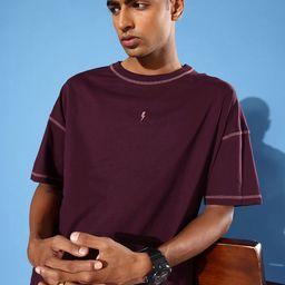 Stormborn Men Drop-Shoulder Sleeves Appliqued Oversized Pure Cotton T-shirt-image-7