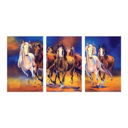 999Store Multicolor Running Horses Art 3 Frame Canvas Paintings image 2