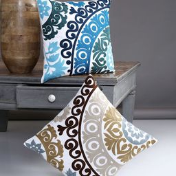ROMEE Multicoloured Set of 2 Ethnic Motifs Square Cushion Covers-34