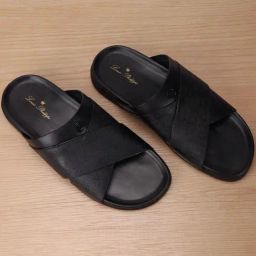 Louis Philippe Men's Black Cross Strap Sandals-picture-45