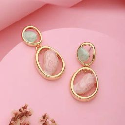 Saraf RS Jewellery Anti-Tarnish Gold Plated Turquoise Enamelled Quirky Drop Earrings for Women-3