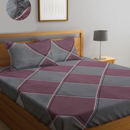 Myntra Elegant Homes Purple Printed 300TC Super King Double Bedsheet Set - 2.70 m x 2.70 m-image-87