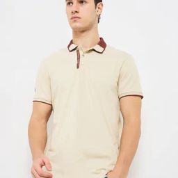Spykar Men Beige Slim Fit Solid Half Sleeve Casual T-Shirt-image-48