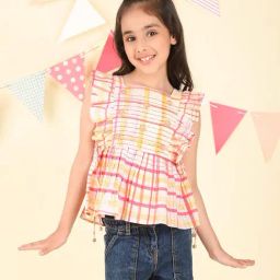 Fabindia Girls Pink Cotton Hand Block Printed Top-image-46