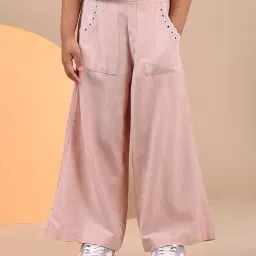 U.S. Polo Assn. Girls Light Pink Pure Cotton Wide Leg Trousers-image-48