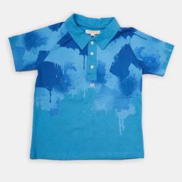 Angel & Rocket Kids Blue Cotton Printed Polo T-Shirt-image-56