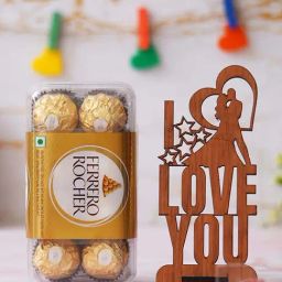 eCraftIndia Romantic Kissing Couple Showpiece & Ferrero Rocher Chocolates (8 Pcs)-image-26