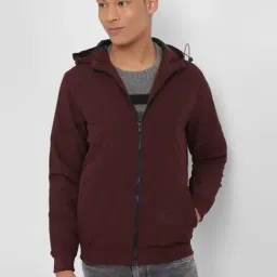 Allen Solly Maroon Cotton Regular Fit Hooded Jacket-picture-49
