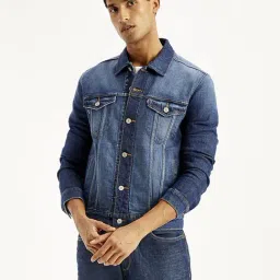 Levi's Navy Cotton Regular Fit Denim Jacket-picture-46