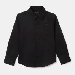 Blue Giraffe Boys Black Cotton Solid Full Sleeves 1 Shirt-picture-18