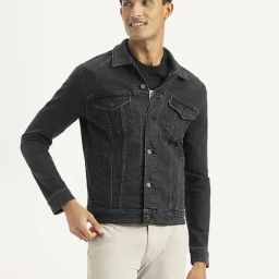 Levi's Black Cotton Regular Fit Denim Jacket-picture-44