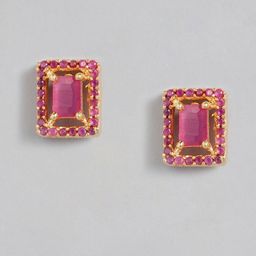 justpeachy Red Gold Plated Square Studs-29