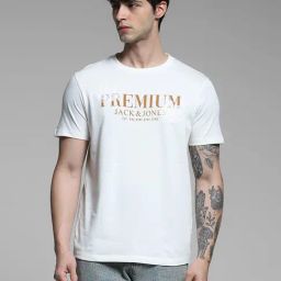 Jack & Jones White Cotton Regular Fit Logo Printed T-Shirt-picture-4