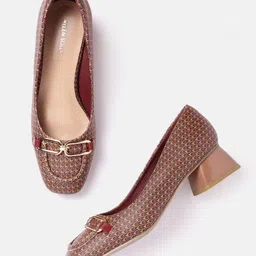 Allen Solly Printed Block Heel Pumps With Horsebit Detail-14