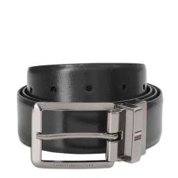 Tommy Hilfiger Keeney Black & Brown Leather Solid Reversible Belt-image-47