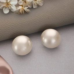 Saraf RS Jewellery Anti-Tarnish Rhodium Toned Button Pearls Of 20mmDailywear Earrings for Women-image-71
