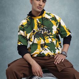 The Roadster Lifestyle Co. Abstract Printed Hooded Sweatshirt with Typography Detail-picture-19