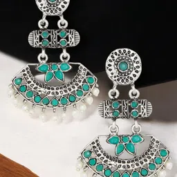 OOMPH Pearls Beaded Floral Drop Earrings-image-70