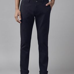 Blackberrys Men Navy Blue Solid B-91 Skinny Fit Low Rise Trousers-image-41