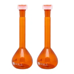 Supertek 20 ml QR Coded Volumetric Flask Amber Color Wide Mouth Class A with Interchangeable Glass and Super Stopper, USP Certificate, 74.439.0020QR (Pack of 2)-11