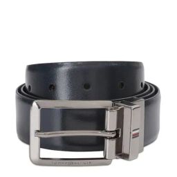 Tommy Hilfiger Keeney Navy & Wine Leather Solid Reversible Belt-image-60