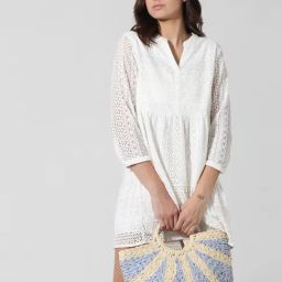 Only White Self Design A Line Dress-image-39