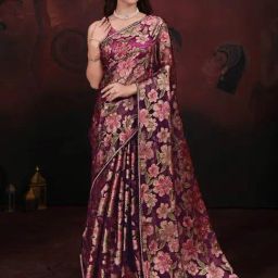 Saree Mall Purple Embellished Saree With Unstitched Blouse-picture-18