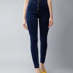 DOLCE CRUDO Dark Blue High Rise Stretchable Jeans-image-78