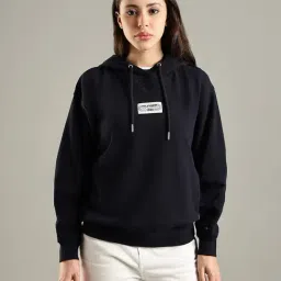 Tommy Hilfiger Navy Cotton Regular Fit Logo Printed Hoodie-picture-0