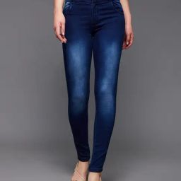 DOLCE CRUDO Dark Blue High Rise Stretchable Jeans-image-67
