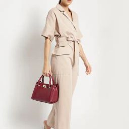 Tyra Olivia Wine Solid Faux Leather Handbag-14