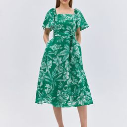COVER STORY Women 1 Floral Print Linen Fit & Flare Midi Dress-image-33