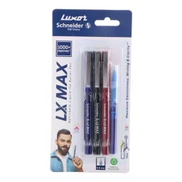 Schneider LX-Max 1 Blue, 1 Black & 1 Red Roller Ball Pen with 1 Refill Needle Tip (Pack of 3)-image-72
